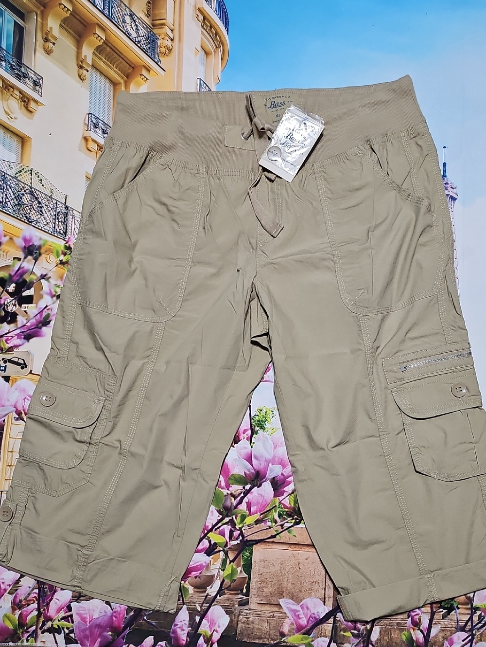 G.H. Bass & Co. Cargo High Waist Shorts with Drawstring Waist Size XL New